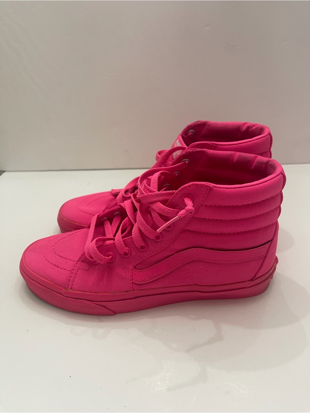 Vans Sk8-Hi Kids US Size 8 W Size M 6.5 Hi Top NEON PINK Skate Shoes Sneakers - Picture 6 of 8